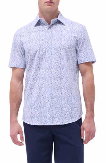 Miles OoohCotton® Leaf Print Short Sleeve Button-Up Shirt
