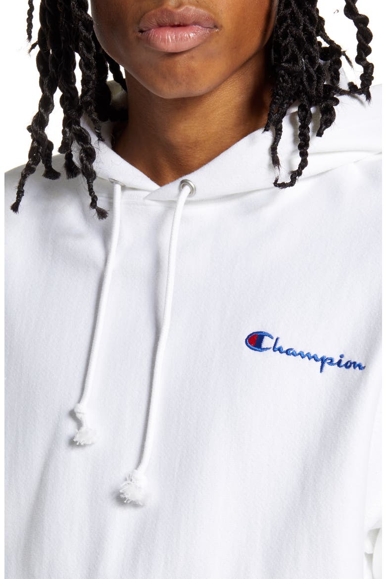 Reverse Weave® Script Chest Logo Hoodie, Alternate, color, WHITE