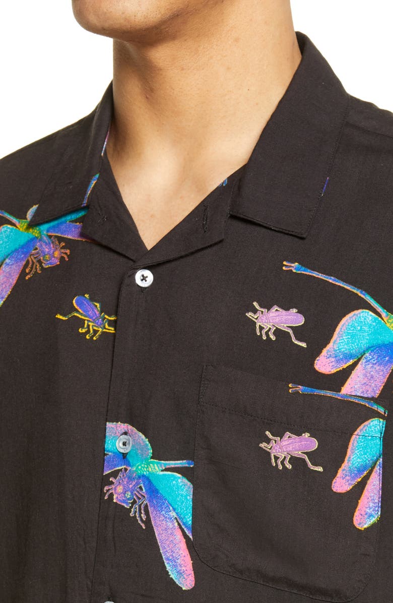 Obey Dragonfly Regular Fit Short Sleeve Button-Up Camp Shirt, Alternate, color,