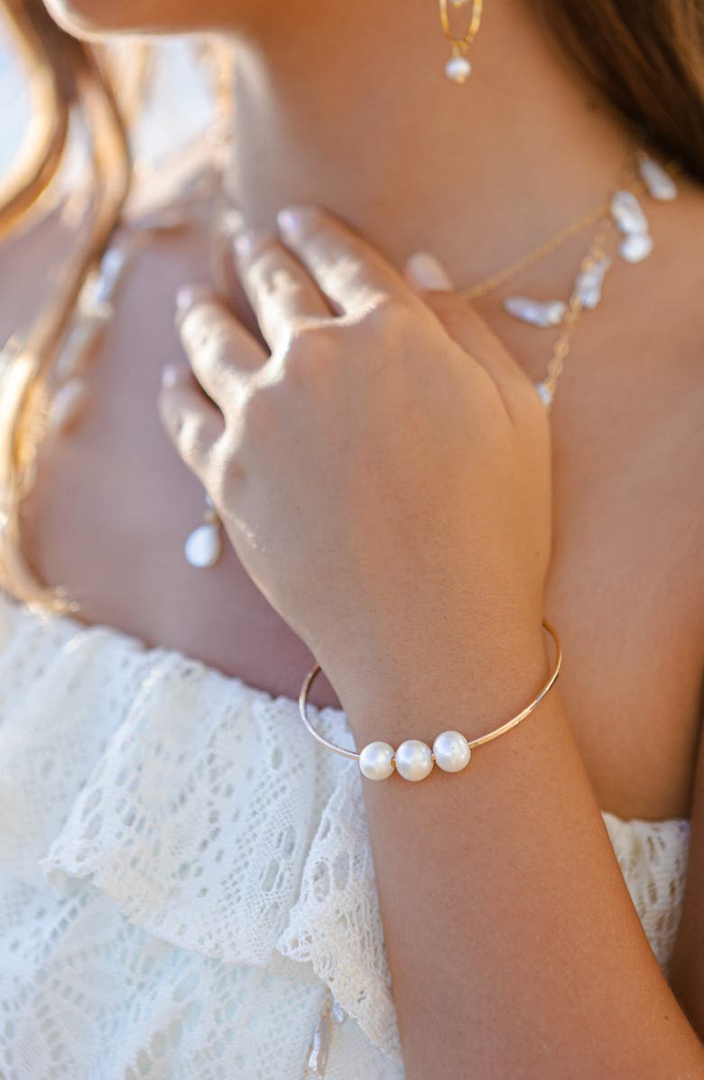 Kiara by Ki-Ele Harbor Trio White Freshwater Pearl Bangle Bracelet, Alternate, color, 