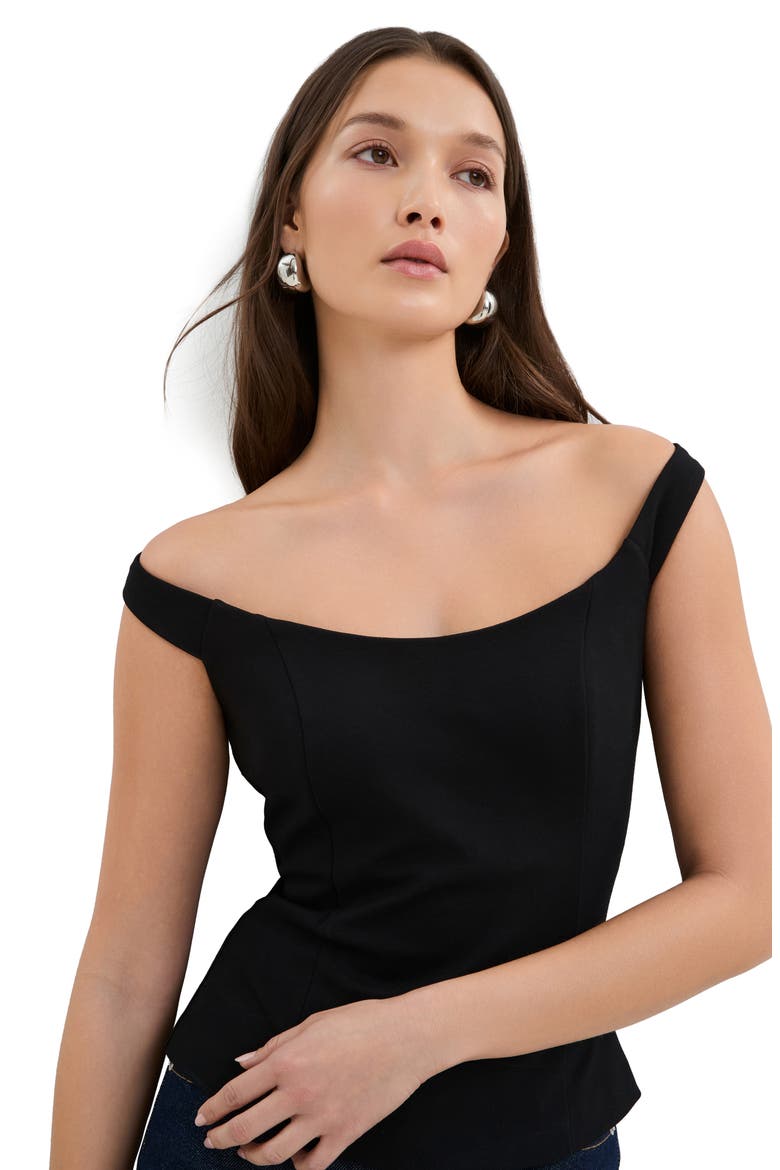 Eliana Off the Shoulder Top, Alternate, color, BLACK