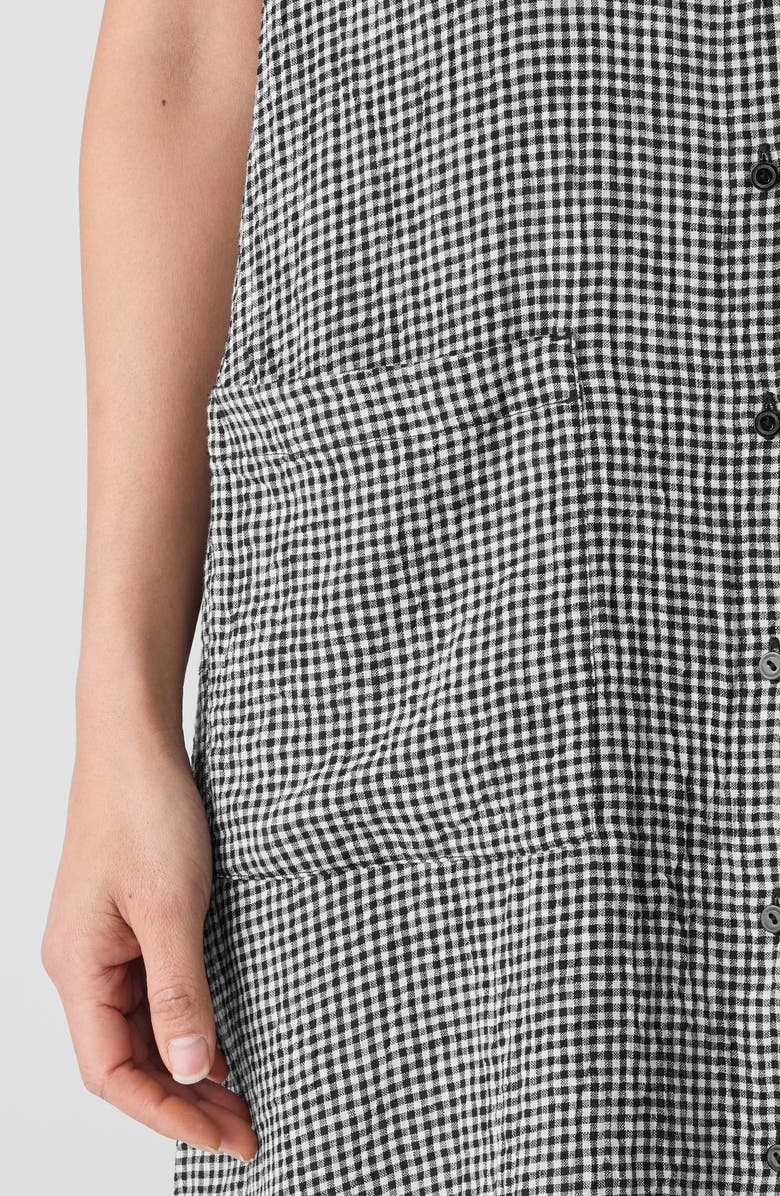 Eileen Fisher Gingham Sleeveless Organic Linen Shift Dress, Alternate, color,