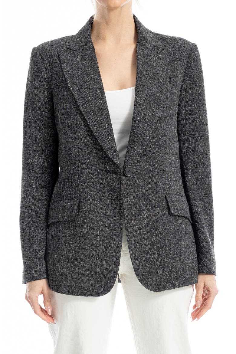 One Button Blazer, Alternate, color, BLACK MELANGE