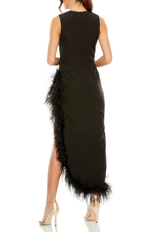 Mac Duggal Women's Ieena 2 Sleeveless Feather Trim Dress In Black