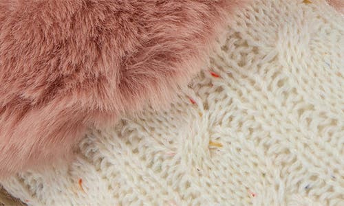 Floopi Faux Fur Trim Scuff Slipper In White