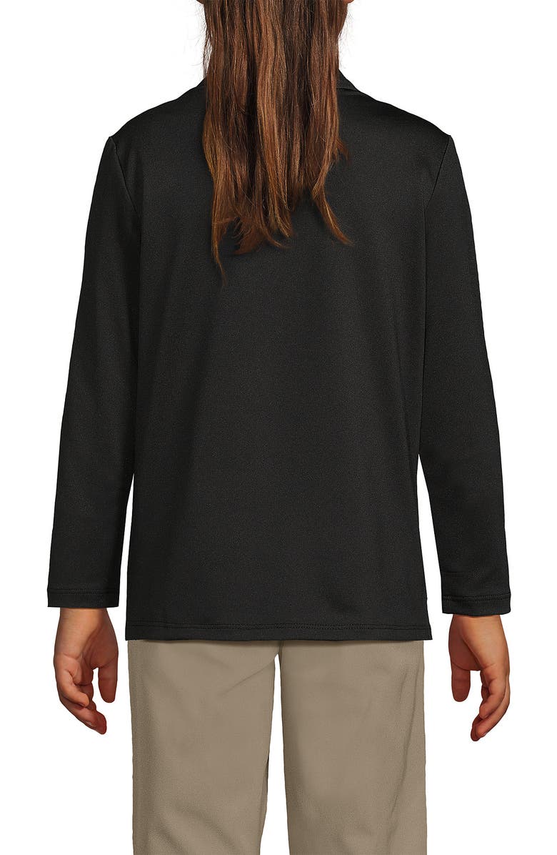 Lands' End School Uniform Girls Long Sleeve Feminine Fit Rapid Dry Polo Shirt, Alternate, color, Black