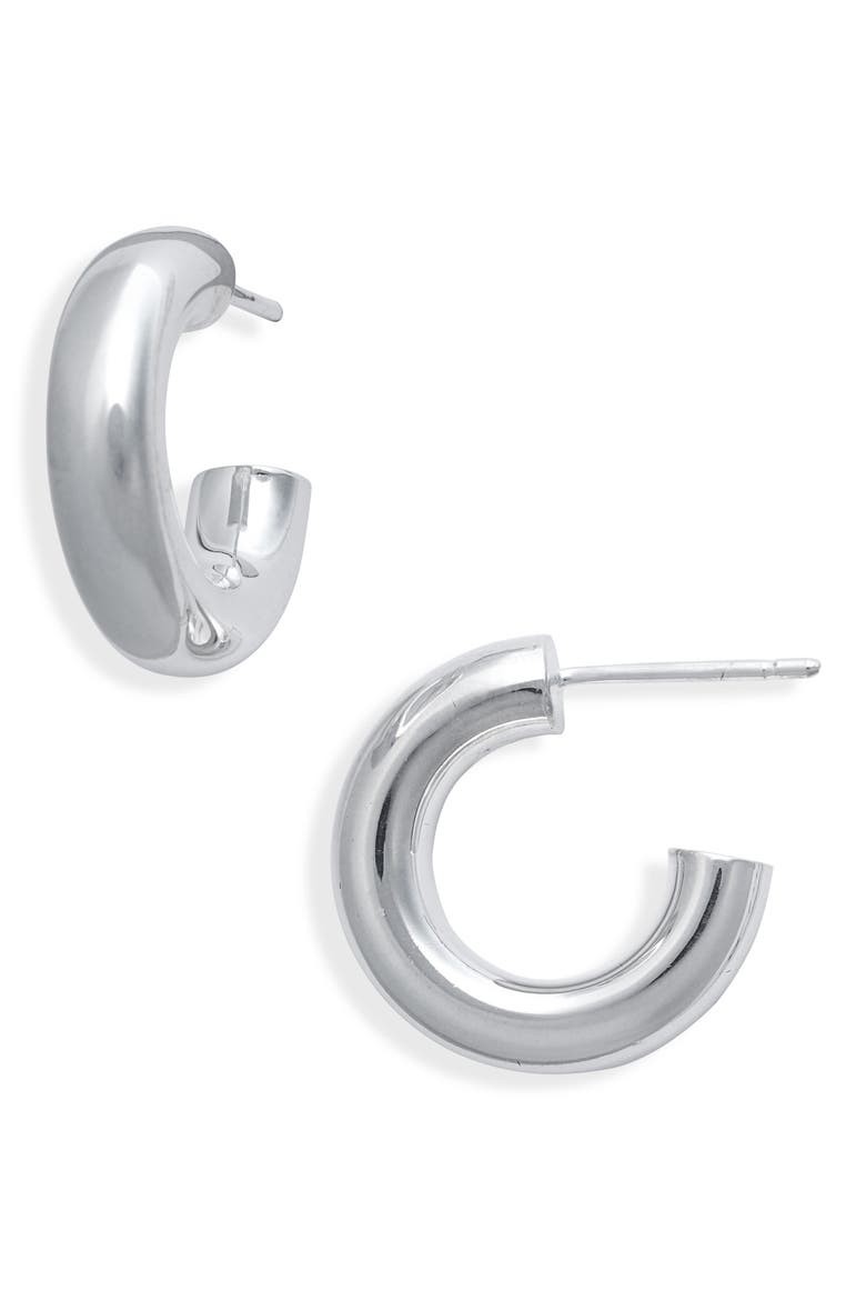 Lou Huggie Hoop Earrings, Main, color, SILVER