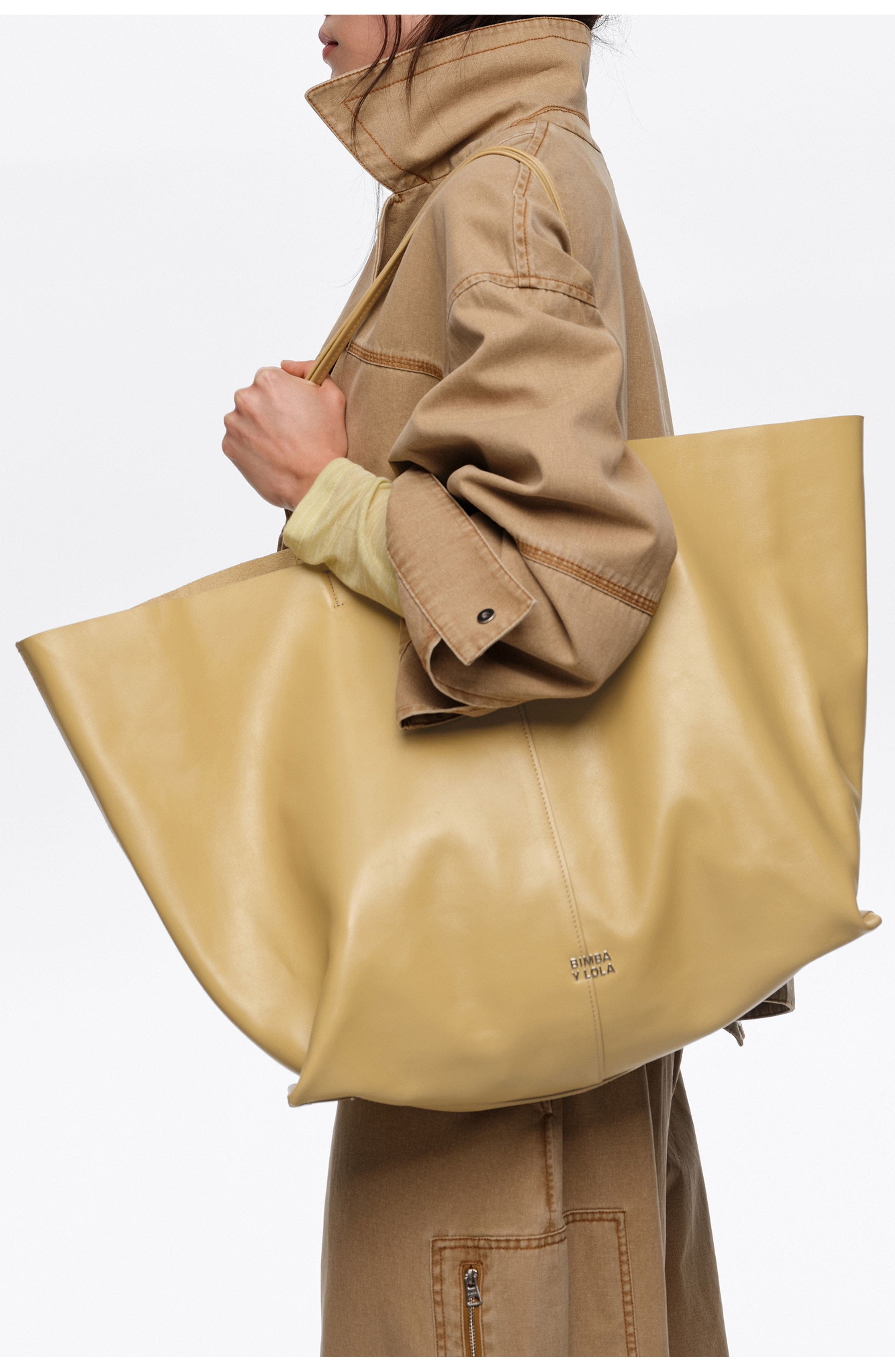 Leather Maxi Shopper Bag SS26, Alternate, color, OAT