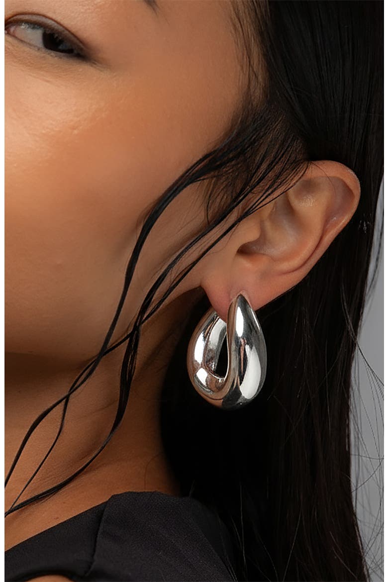 Falin Maxi Hoop Earrings In Silver, Alternate, color, Silver