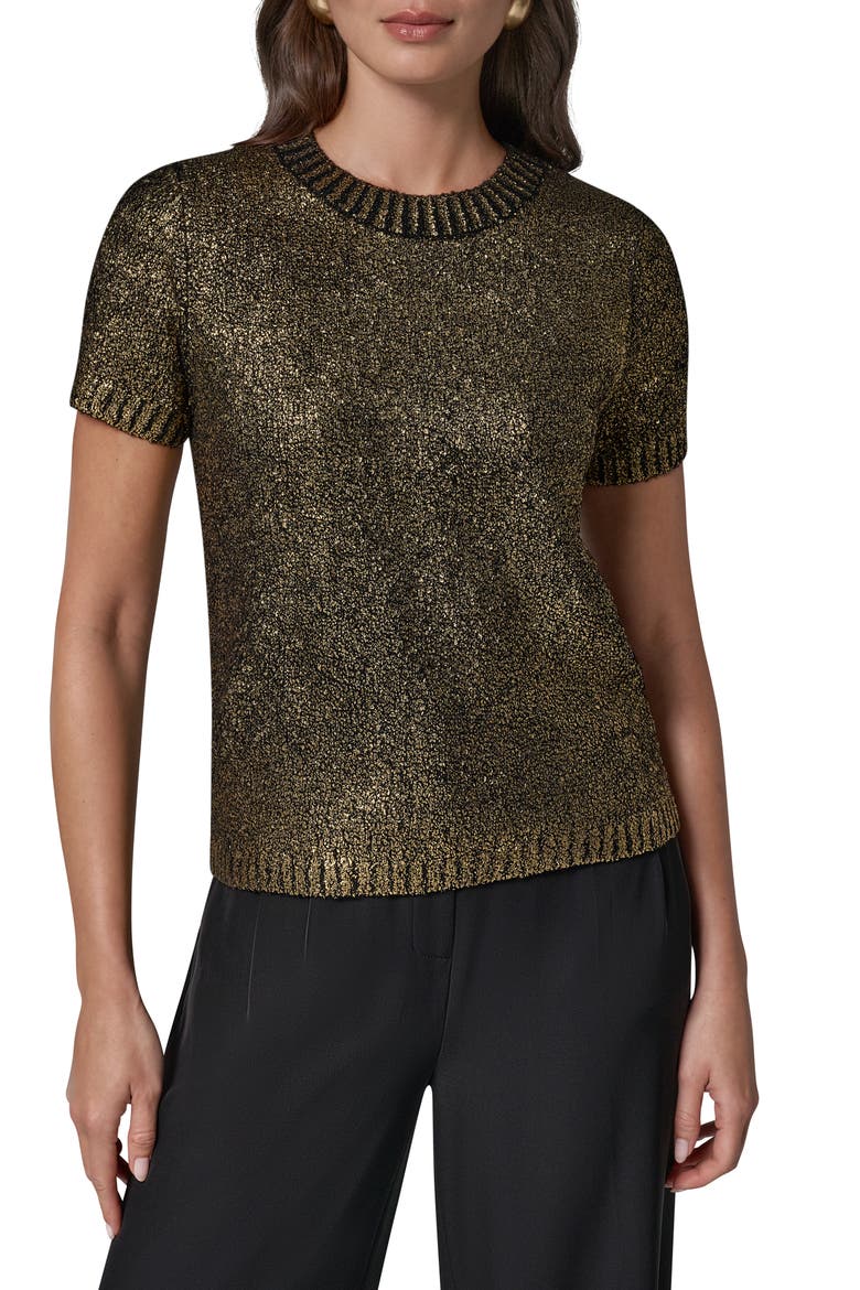Foil Boucle Sweater, Main, color, BLACK/ GOLD