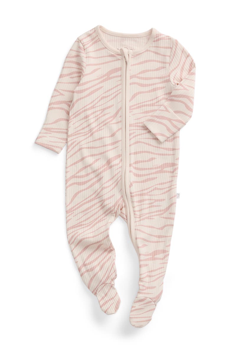 MORI Ribbed Two Way Zip-Up Sleepsuit, Main, color, Zebra Rose