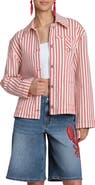 Avec Les Filles Short Stripe Chore Jacket