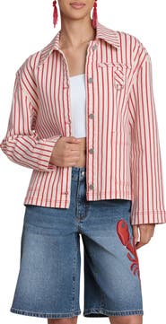 Avec Les Filles Short Stripe Chore Jacket