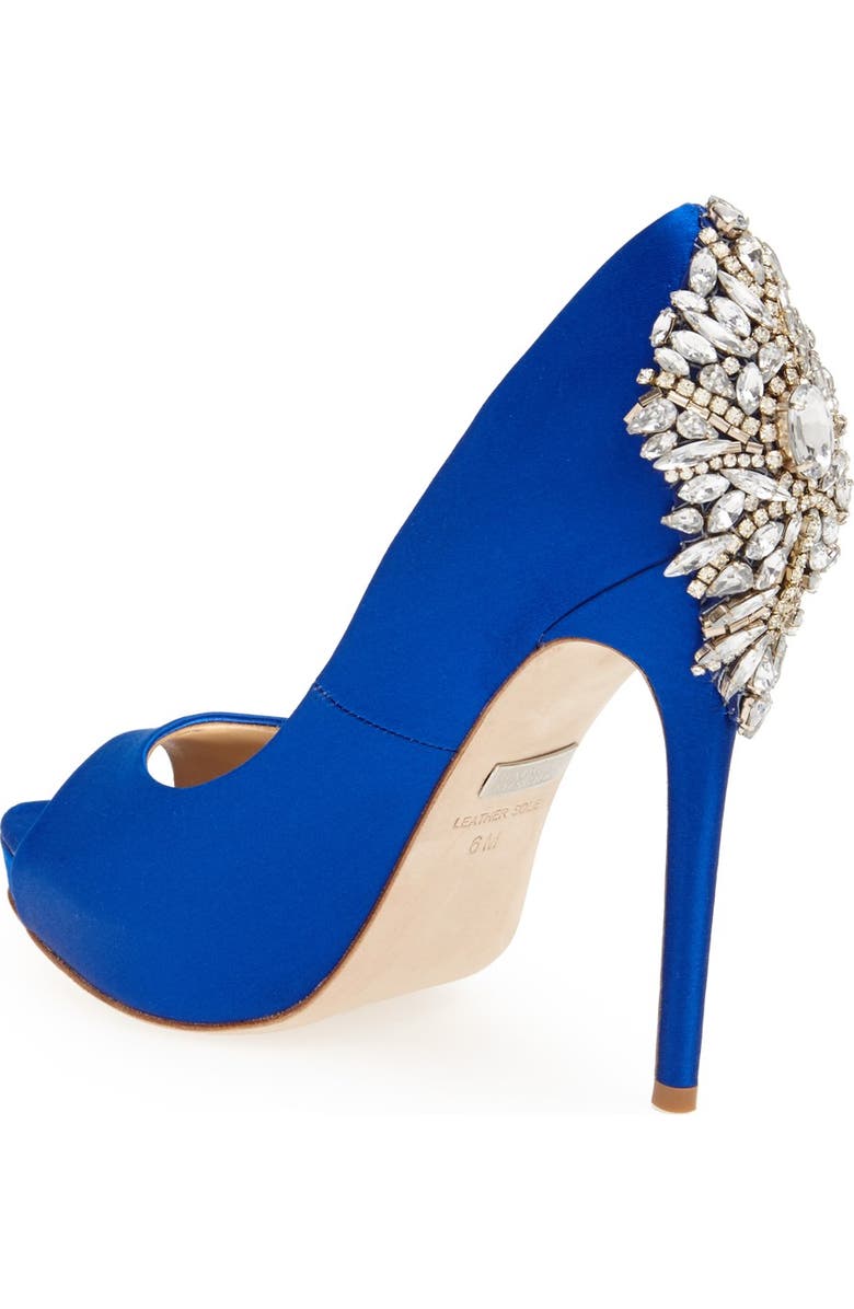 Badgley Mischka Collection Kiara Crystal Back Open Toe Pump, Alternate, color, Sapphire Satin