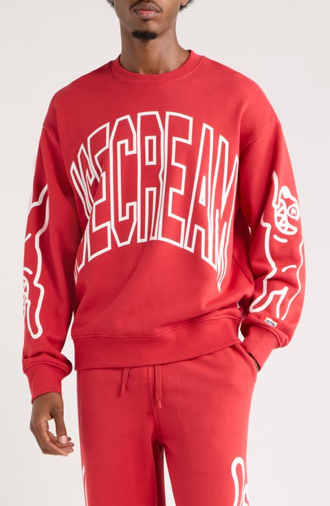 Coffee Oversize Cotton Crewneck Sweatshirt
