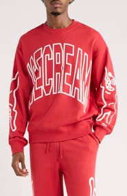 ICECREAM Coffee Oversize Cotton Crewneck Sweatshirt