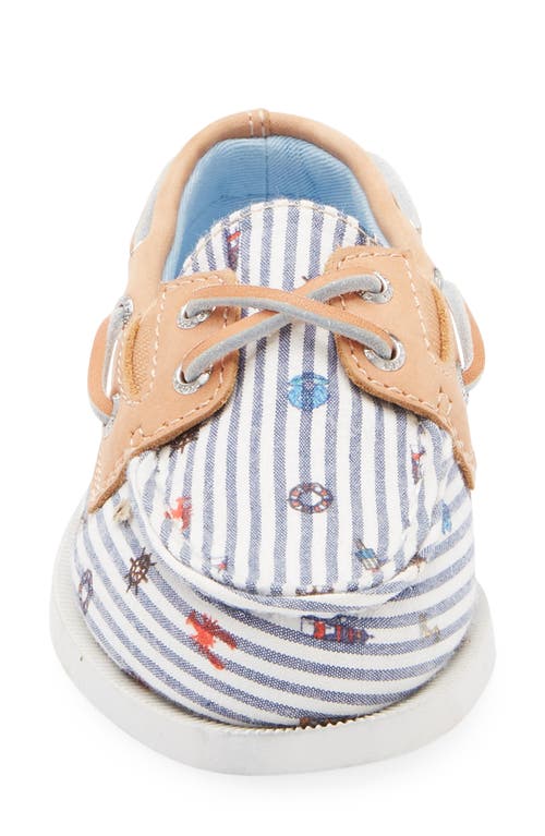 Sperry Kids' Authentic 2-eye Nautical Print Boat Shoe In Stripe Nautical Print