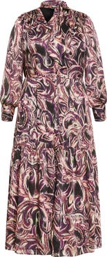 City Chic Amiyah Floral & Stripe Long Sleeve Maxi Dress