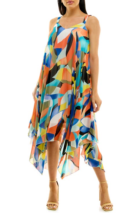 Patterned Handkerchief Hem Dress