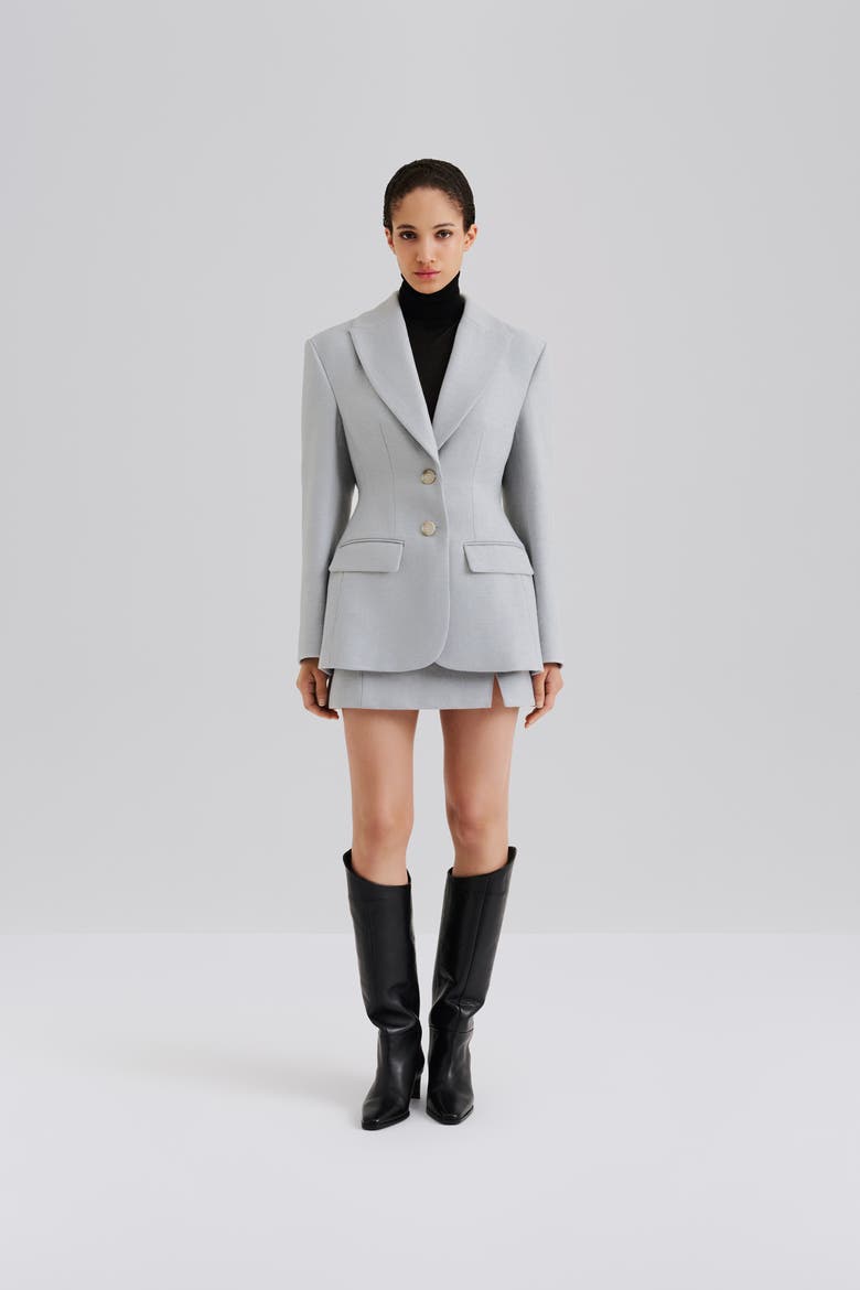 Ella Tailored Peplum Blazer, Alternate, color, Blue Fishbone