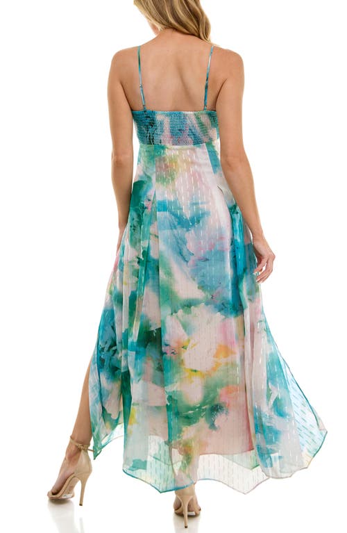 Socialite Asymmetric Metallic Chiffon Gown