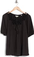 MAX STUDIO Elbow Sleeve Yoke Top