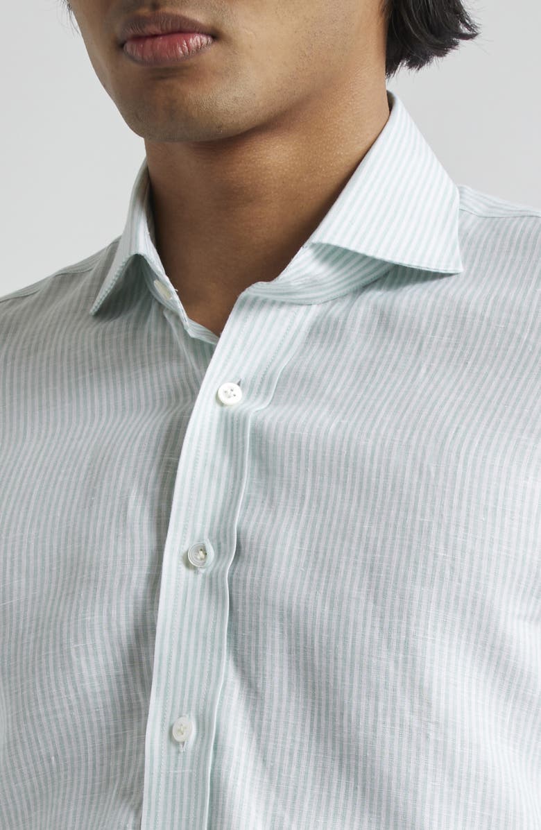 Thom Sweeney Stripe Linen Button-Up Shirt, Alternate, color, 