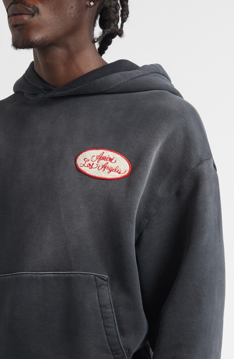 AMIRI Station Patch Oversize Hoodie, Alternate, color, Black