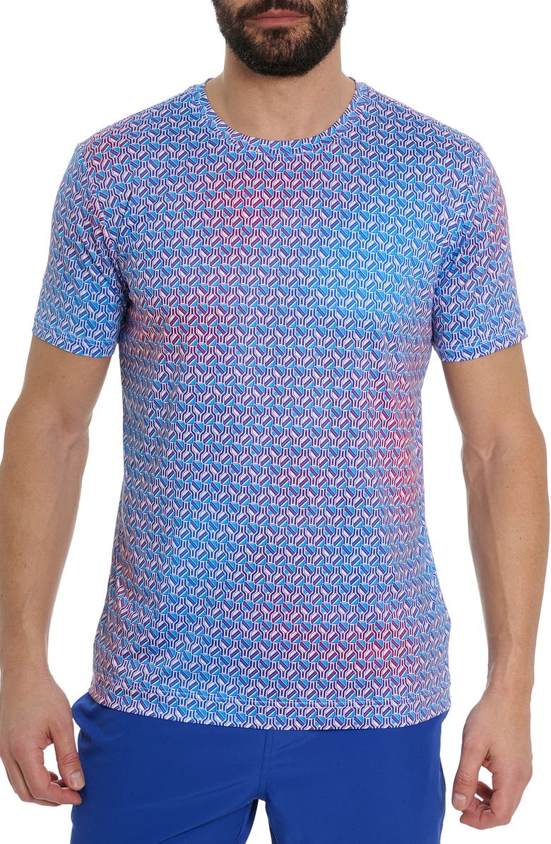 Robert Graham Paddle Me Geo Print Short Sleeve T-Shirt, Main, color, 
