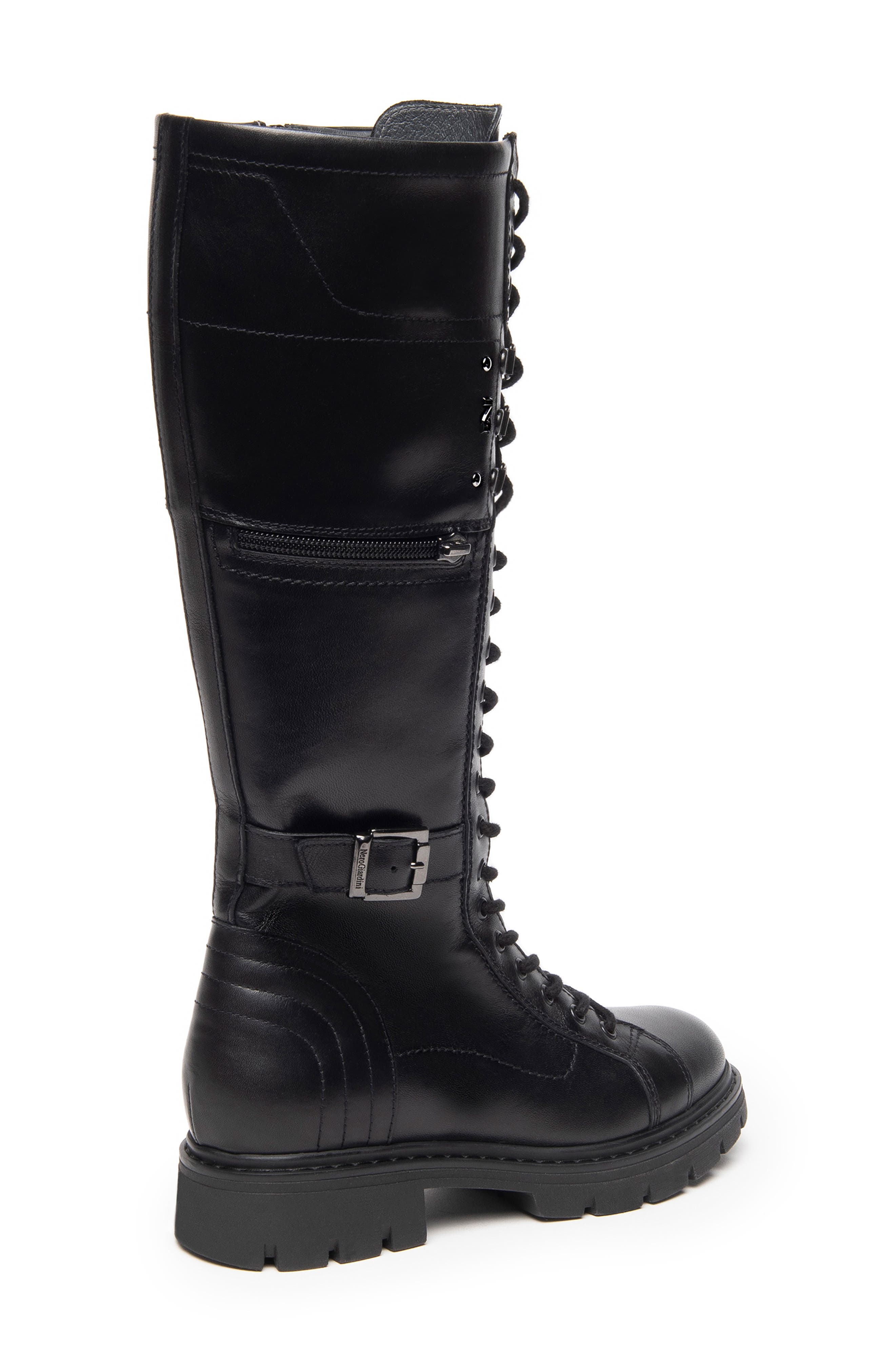 NeroGiardini Lace-Up Buckle Combat Boot, Alternate, color, 