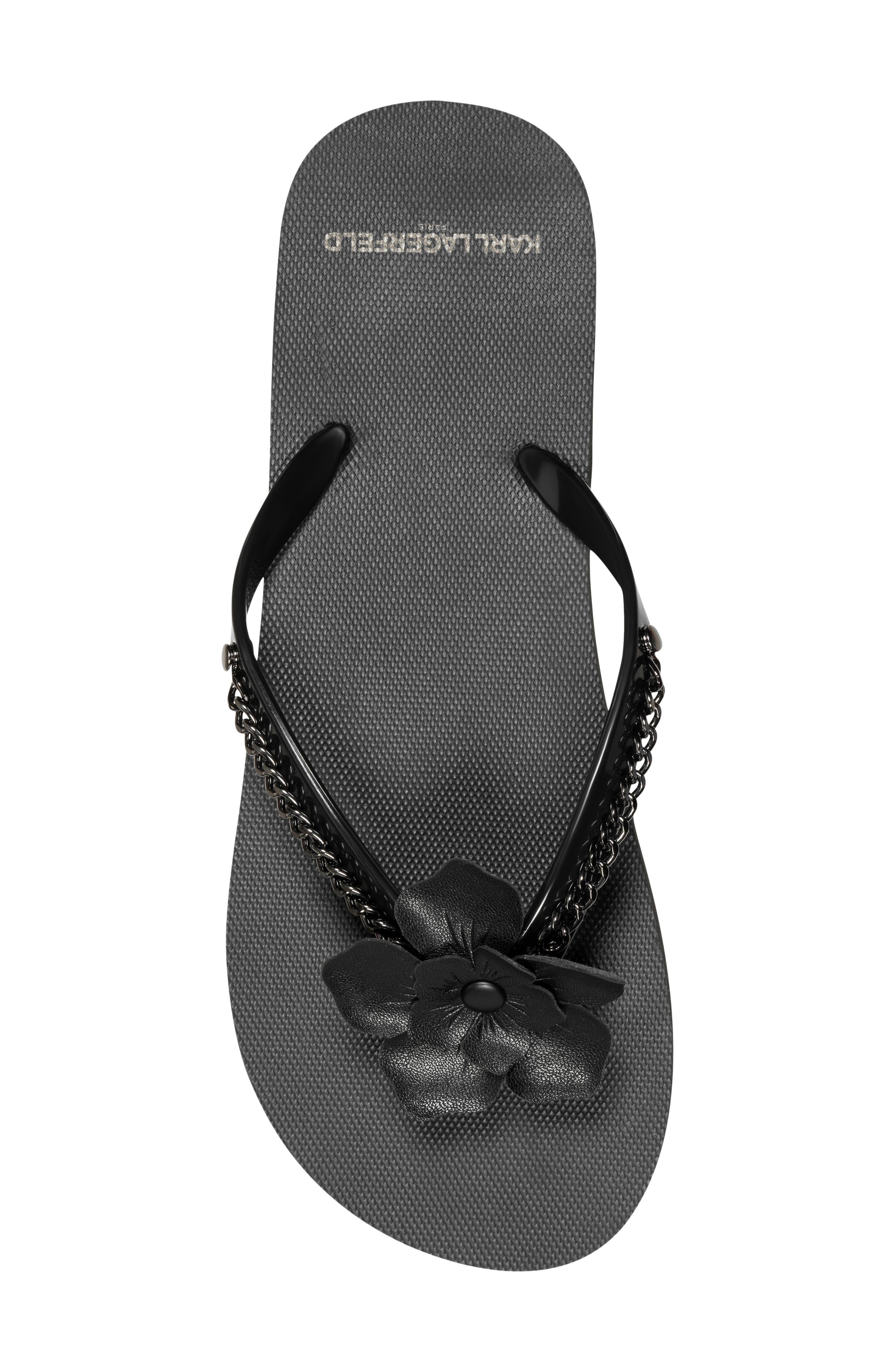 Zemira Flower Flip Flop, Alternate, color, BLACK