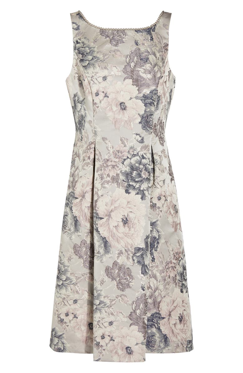 Adrianna Papell Floral Jacquard Fit & Flare Dress, Alternate, color,