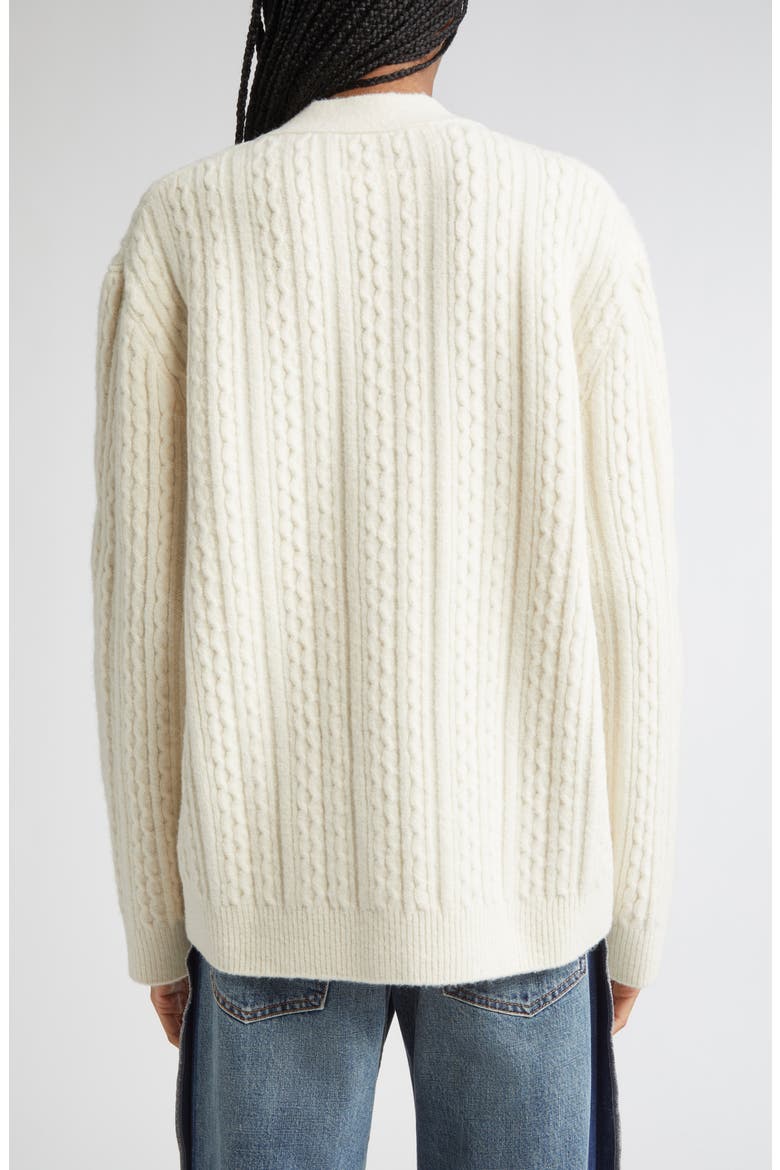 Relaxed V-Neck Cardigan, Alternate, color, OFF WHITE