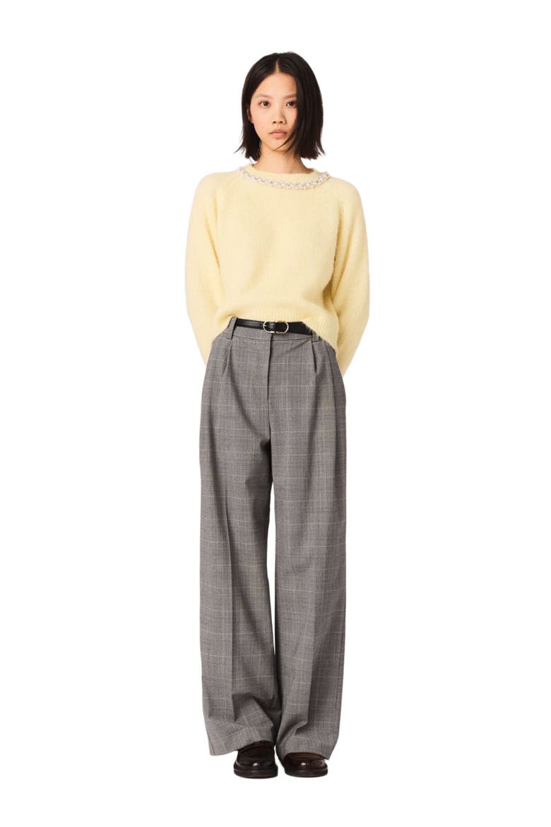 Removable jewel collar sweater, Alternate, color, Pale yellow