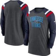 Nike Men's Nike Heathered Charcoal/Navy Tennessee Titans Tri-Blend Raglan Athletic Long Sleeve Fashion T-Shirt
