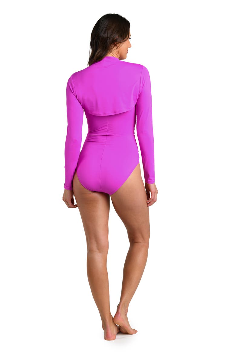 Island Goddess Long Sleeve Shrug, Alternate, color, VIOLET