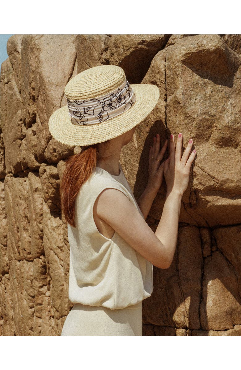 Lost Pattern "La Isla" Straw Hat with Ribbon Band, Alternate, color, Cream