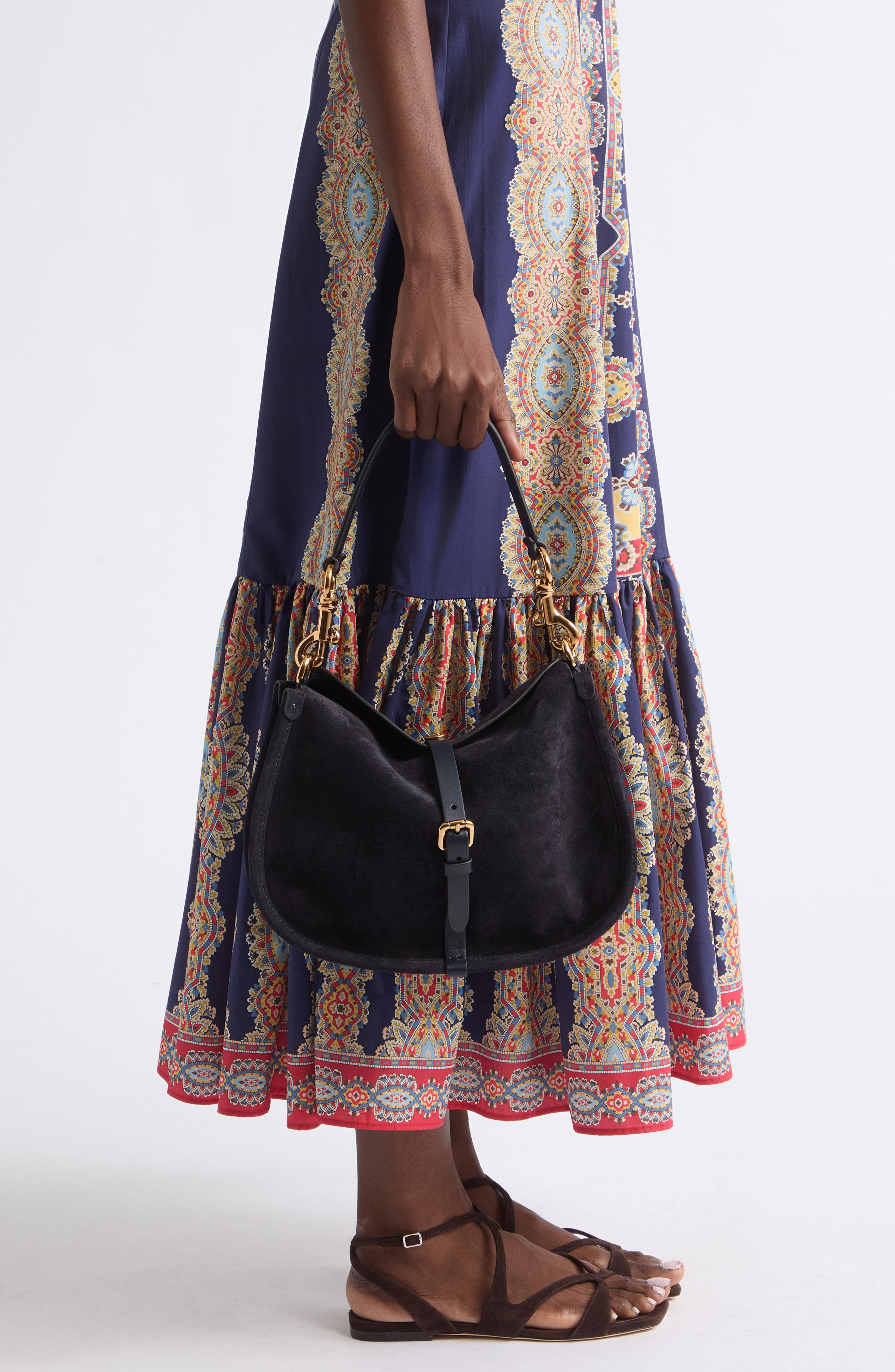 Belted Suede Hobo Bag, Alternate, color, BLUE