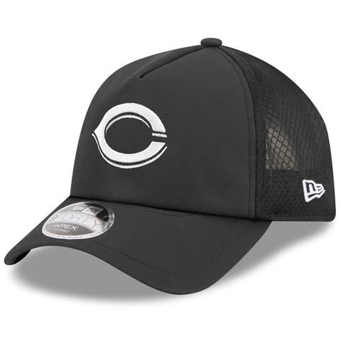 Men's New Era Black Cincinnati Reds 2026 Batting Practice Apex 9FORTY Adjustable Trucker Hat