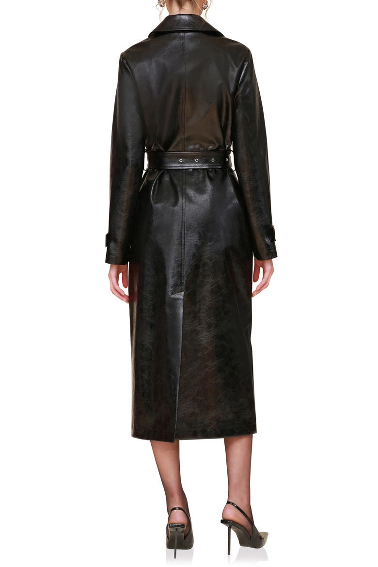 Faux Leather Trench Coat, Alternate, color, BLACK
