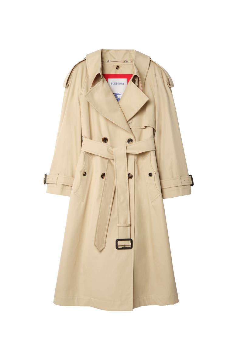 Burberry Long Gabardine Fitzrovia Trench Coat with Warmer, Main, color, Limestone Beige