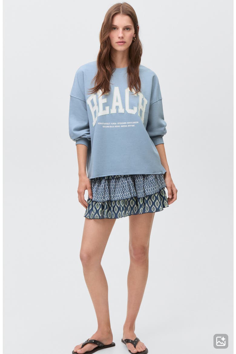 Oversize Embroidered Sweatshirt, Alternate, color, BLUE