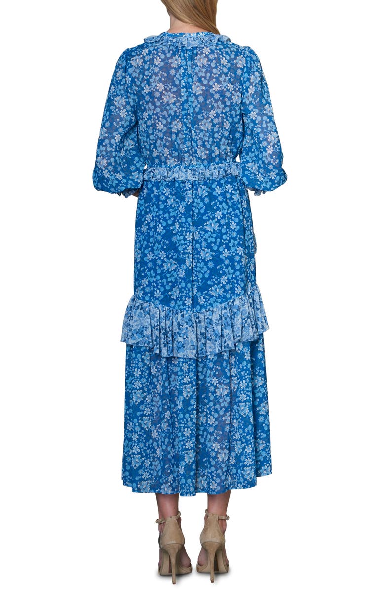 ML Monique Lhuillier Ruffle Tier Midi Dress, Alternate, color, 