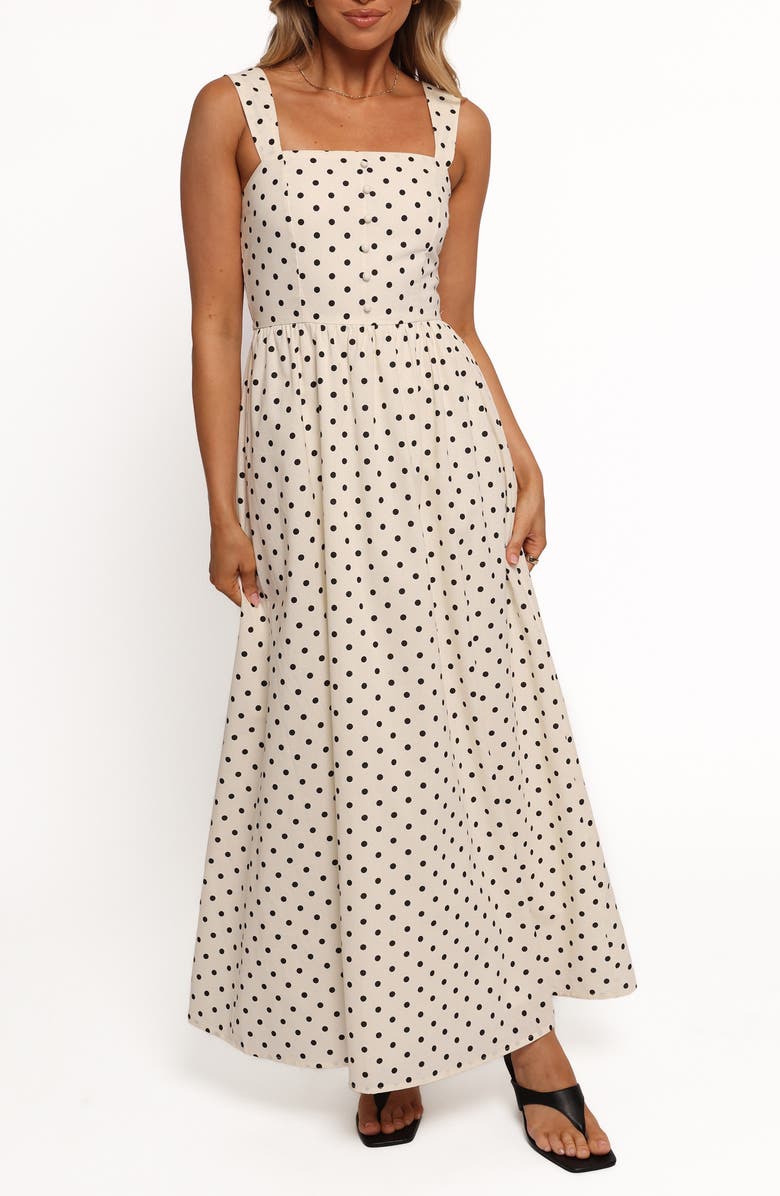 Petal & Pup Jenni Polka Dot Maxi Dress, Main, color, White Polka Dot