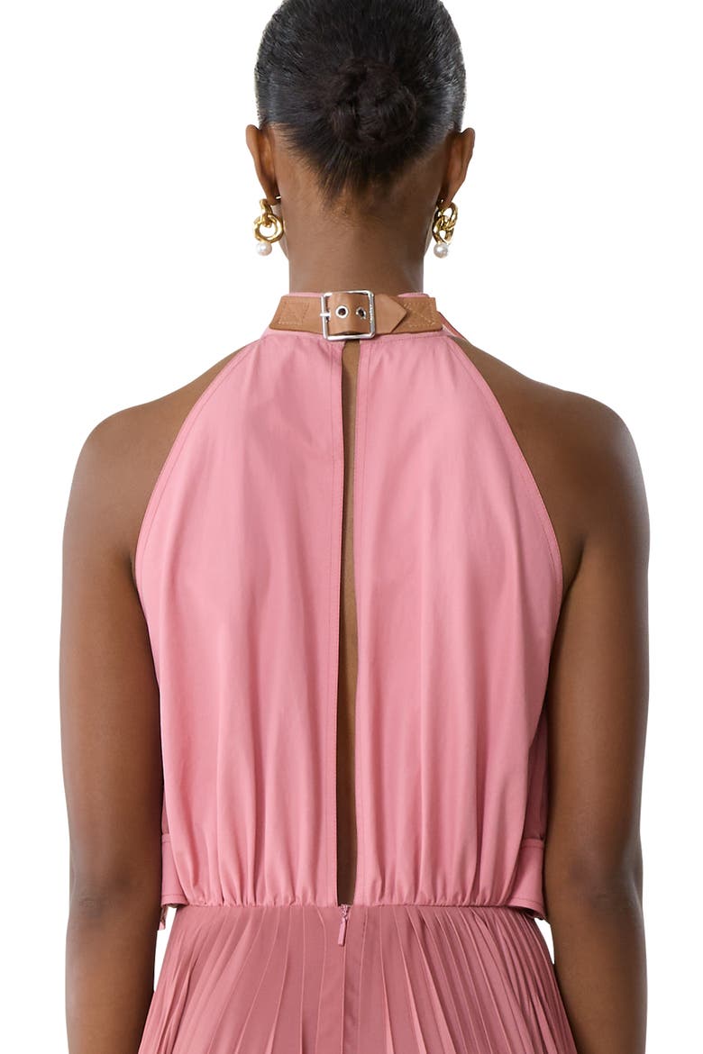Pleated Dress In Charmeuse And Cotton, Alternate, color, Pink