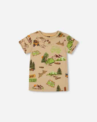 Deux Par Deux Printed Organic Jersey T-Shirt - Safari Deux Par Deux Printed Organic Jersey T-Shirt - Safari