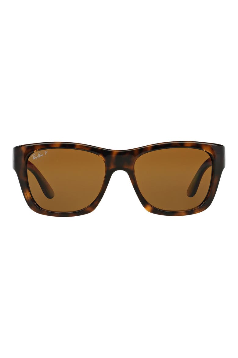 'Square Glam' 53mm Polarized Sunglasses, Main, color, LIGHT HAVANA / POLAR BROWN