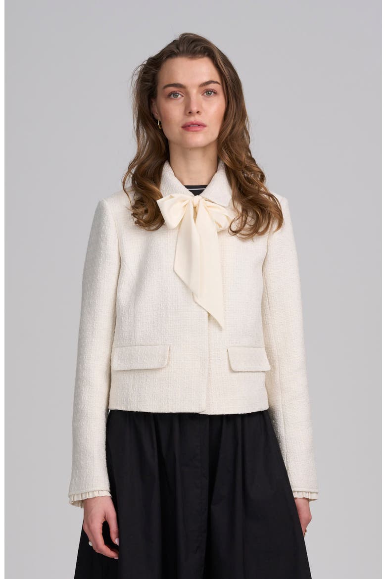 Tweed Jacket With Bow, Alternate, color, IVORY