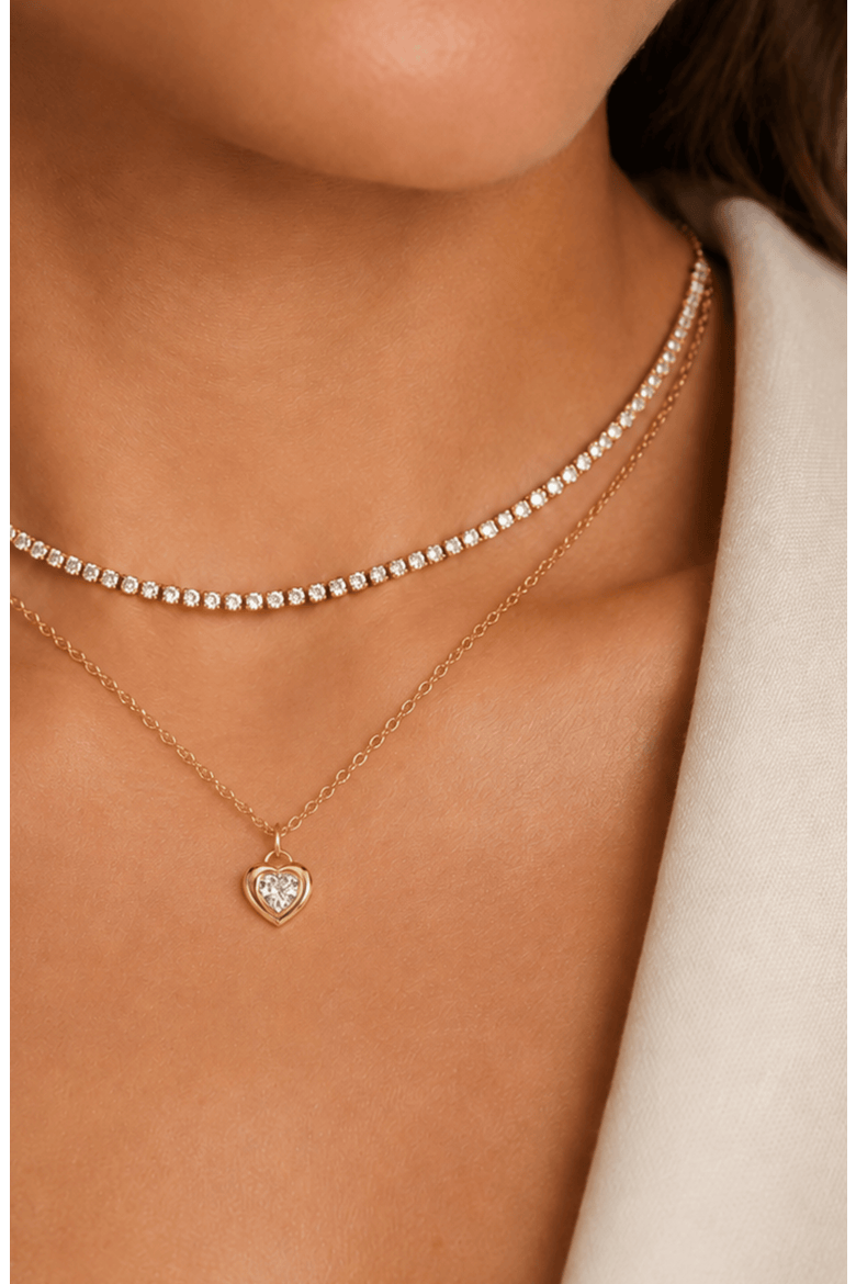 Puffy Heart Bezel Lab Diamond Pendant in 14K, Alternate, color, Yellow Gold