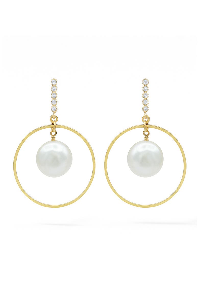 Halo Freshwater Pearl Drop Earrings, Main, color, GOLD